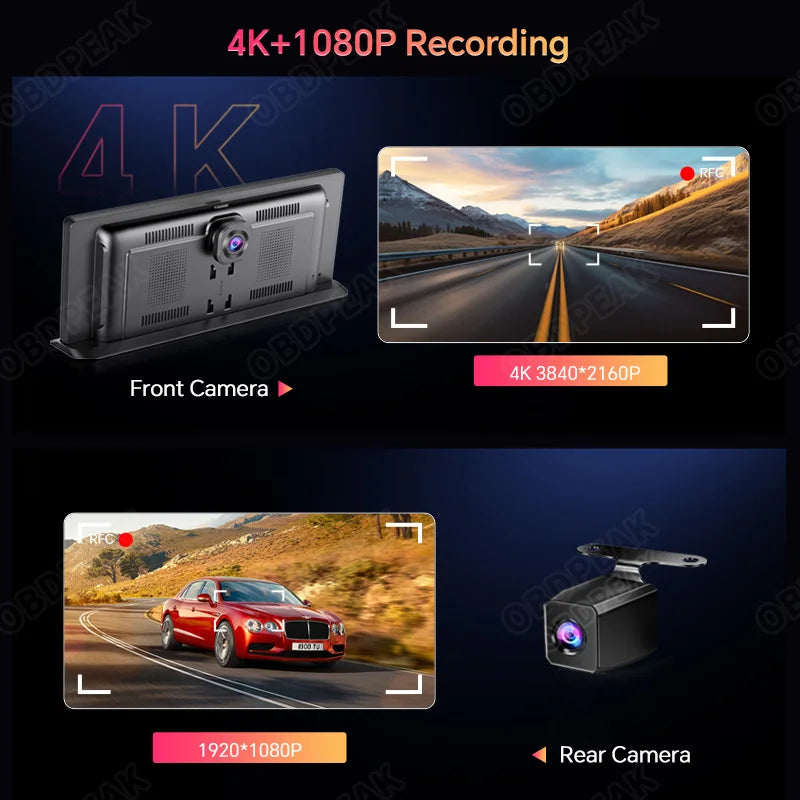 Ai Screen Dash Cam Dual Len 4K Video Recorder