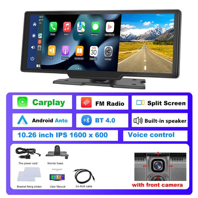 Wireless Carplay Android Auto GPS Dashboard Cam